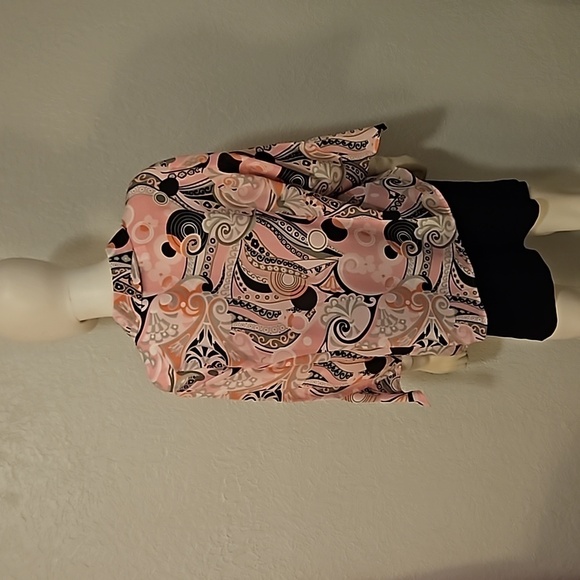 VTG KATHY CHE Pink Floral Mod Chiffon Button Down Assymetric Collared Shirt - Picture 6 of 9